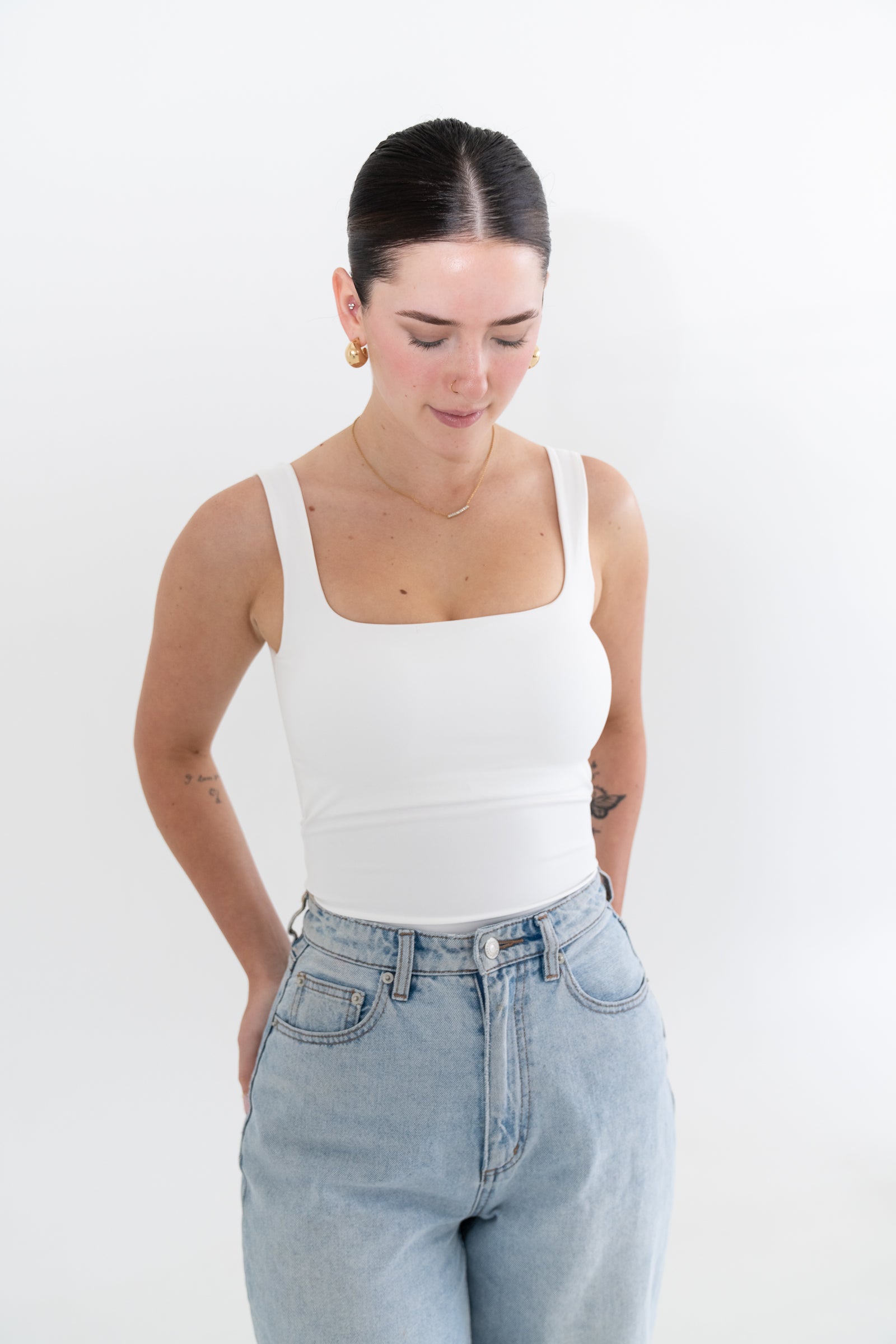 EMILY BUILT IN BRA TOP WHITE